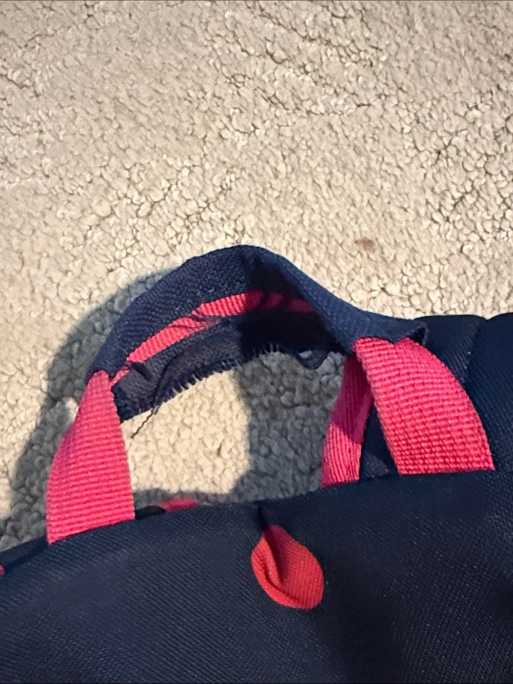 Lands' End Small Navy and Hot Pink Polka Dot Kids Backpack